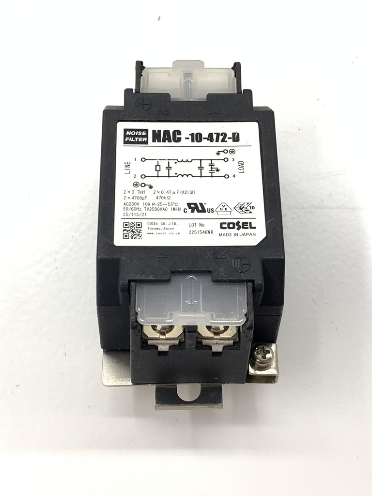 COSEL NAC-10-472-D Line Filters 250VDC/VAC 10A DIN | IndusMart